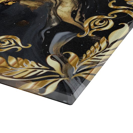 Goldfarbene Verzierte Rahmen-Marmor Dunkelblaue Ti Schneidebrett (Ecke)