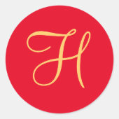 Goldfarbener Anfangsbuchstaben H auf rot Runder Aufkleber (Vorderseite)