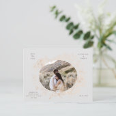 goldfarbener, blumengeschmückter Save the Date Pos Postkarte (Stehend Vorderseite)