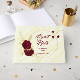 goldfarbener, bordeauxfarbener Marmor Gästebuch