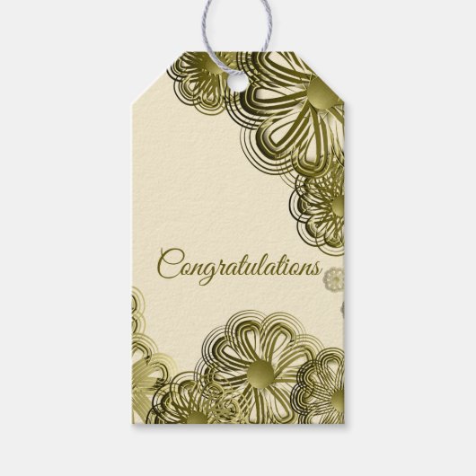 Goldfarbener Hochzeitsgeschenk Geschenkanhänger (Vorderseite)