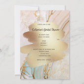 Goldfarbener Marmor mit wirbelndem Oktopusstrand Einladung (Rückseite)