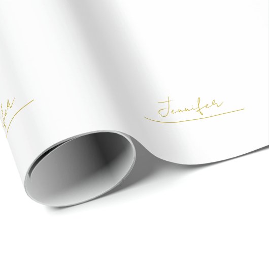 Goldfarbener Name professionell minimalist modern Geschenkpapier (Rolleneckpunkt)