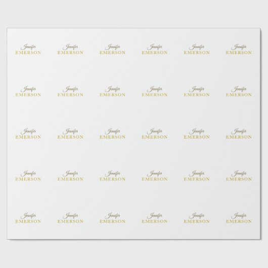 Goldfarbener Name professionell minimalist modern Geschenkpapier (Flach)