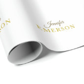 Goldfarbener Name professionell minimalist modern Geschenkpapier (Rolleneckpunkt)