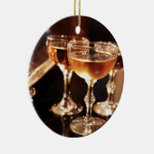 goldfarbener Sekttoast Keramik Ornament (Rechts)