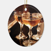 goldfarbener Sekttoast Keramik Ornament (Links)