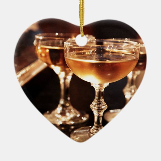 goldfarbener Sekttoast Keramikornament (Vorne)