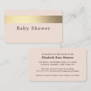 goldfarbener Streifen, Blush-Pink-Babydusche Visitenkarte