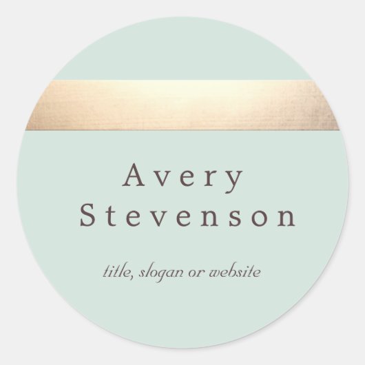 Goldfarbener Streifen Moderner hellblauer Chic Runder Aufkleber (Vorderseite)