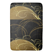 goldfarbener Swirl, floral, schwarz, chic, modern, Badematte (Vorderseite Vertikal)