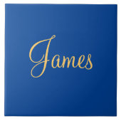 Goldfarbener Text auf blauem Hintergrund, TEMPLATE Fliese (Vorderseite)