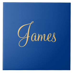 Goldfarbener Text auf blauem Hintergrund, TEMPLATE Fliese