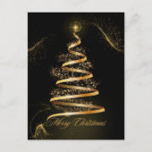 goldfarbener Weihnachtsbaumspass Feiertagspostkarte (Vorderseite)