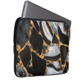 goldfarbener, weißer und schwarzer Marmor Laptopschutzhülle (Vorne Rechts)