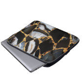 goldfarbener, weißer und schwarzer Marmor Laptopschutzhülle (Vorne Knopf)