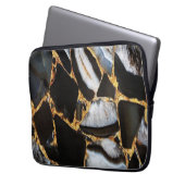 goldfarbener, weißer und schwarzer Marmor Laptopschutzhülle (Vorderseite Links)