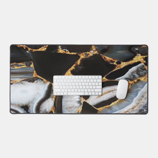 goldfarbener, weißer und schwarzer Marmor Schreibtischunterlage (Tastatur & Maus)
