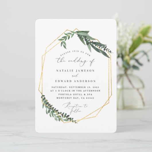 goldfarbenes Aquarell Einladung (Stehend Vorderseite)