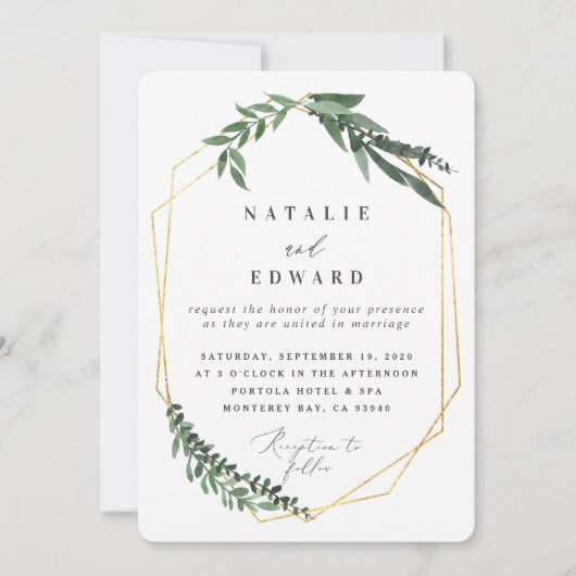 goldfarbenes Aquarell Einladung (Vorderseite)