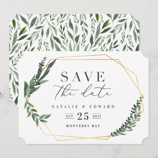 goldfarbenes Aquarell Einladung (Vorne/Hinten)