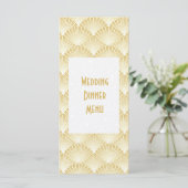 Goldfarbenes Art Deco Design Hochzeitsessen Menükarte (Stehend Vorderseite)