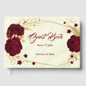 goldfarbenes Bordeaux-Blätter aus geometrischem Ma Gästebuch (Vorderseite)