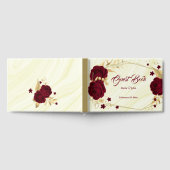 goldfarbenes Bordeaux-Blätter aus geometrischem Ma Gästebuch (Voll)