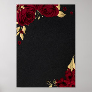 goldfarbenes, elegantes Bordeaux-Schwarz Poster
