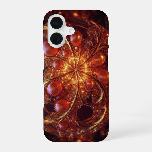 goldfarbenes und gelbes, transparentes Fraktal aus iPhone 16 Hülle (Rückseite)