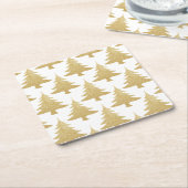 goldfarbenes Weihnachtsbaummuster Rechteckiger Pappuntersetzer (angewinkelt)