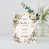 Goldfarbengelbe Blumen Einladung Hochzeit (Stehend Vorderseite)