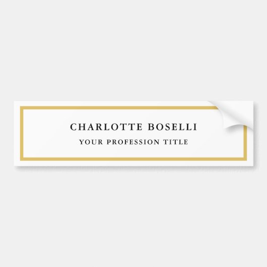 Goldfarbengrenzen Weiß Minimalistisch Beruflich Autoaufkleber (Vorne)