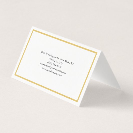 Goldfarbengrenzen Weiß Minimalistisch Beruflich Visitenkarten (Rückseite)