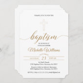 Goldfarbenkalligrafie-Taufe Einladung (Vorne/Hinten)