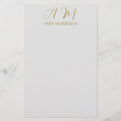 Goldfarbenmonogramm - Erstname Kalligrafie Briefpapier (Vorderseite)