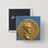 Goldfarbig von Caligula ohne Kopfbedeckung Button (Vorne & Hinten)
