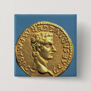 Goldfarbig von Caligula ohne Kopfbedeckung Button