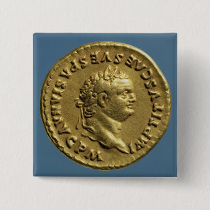 Goldfarbig von Nero, der einen Lorbeer-Kranz träg Button