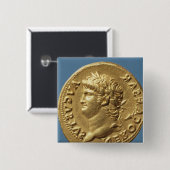 Goldfarbig von Nero, der einen Lorbeer-Kranz trägt Button (Vorne & Hinten)