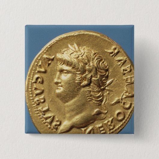 Goldfarbig von Nero, der einen Lorbeer-Kranz trägt Button (Vorderseite)