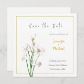 Goldfarbige Calligrapy-Blume für Hochzeiten Save t Einladung (Vorne/Hinten)