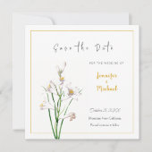 Goldfarbige Calligrapy-Blume für Hochzeiten Save t Einladung (Vorderseite)