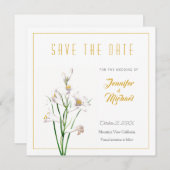 Goldfarbige Calligrapy-Blume für Hochzeiten Save t Einladung (Vorne/Hinten)