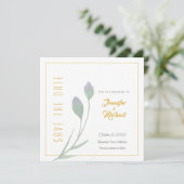 Goldfarbige Calligrapy-Blume für Hochzeiten Save t Einladung (Stehend Vorderseite)