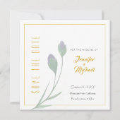 Goldfarbige Calligrapy-Blume für Hochzeiten Save t Einladung (Vorderseite)