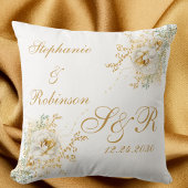 Goldfarbige Monografie-Hochzeit Kissen