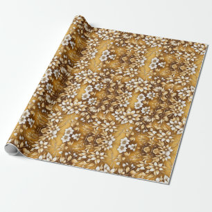 Goldfarbiges Blumenpapier zum Thema Umhüllung Geschenkpapier