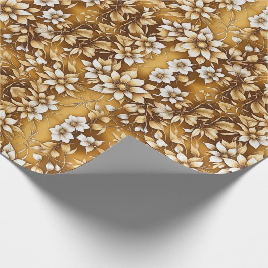 Goldfarbiges Blumenpapier zum Thema Umhüllung Geschenkpapier (Ecke)