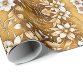 Goldfarbiges Blumenpapier zum Thema Umhüllung Geschenkpapier (Rolleneckpunkt)